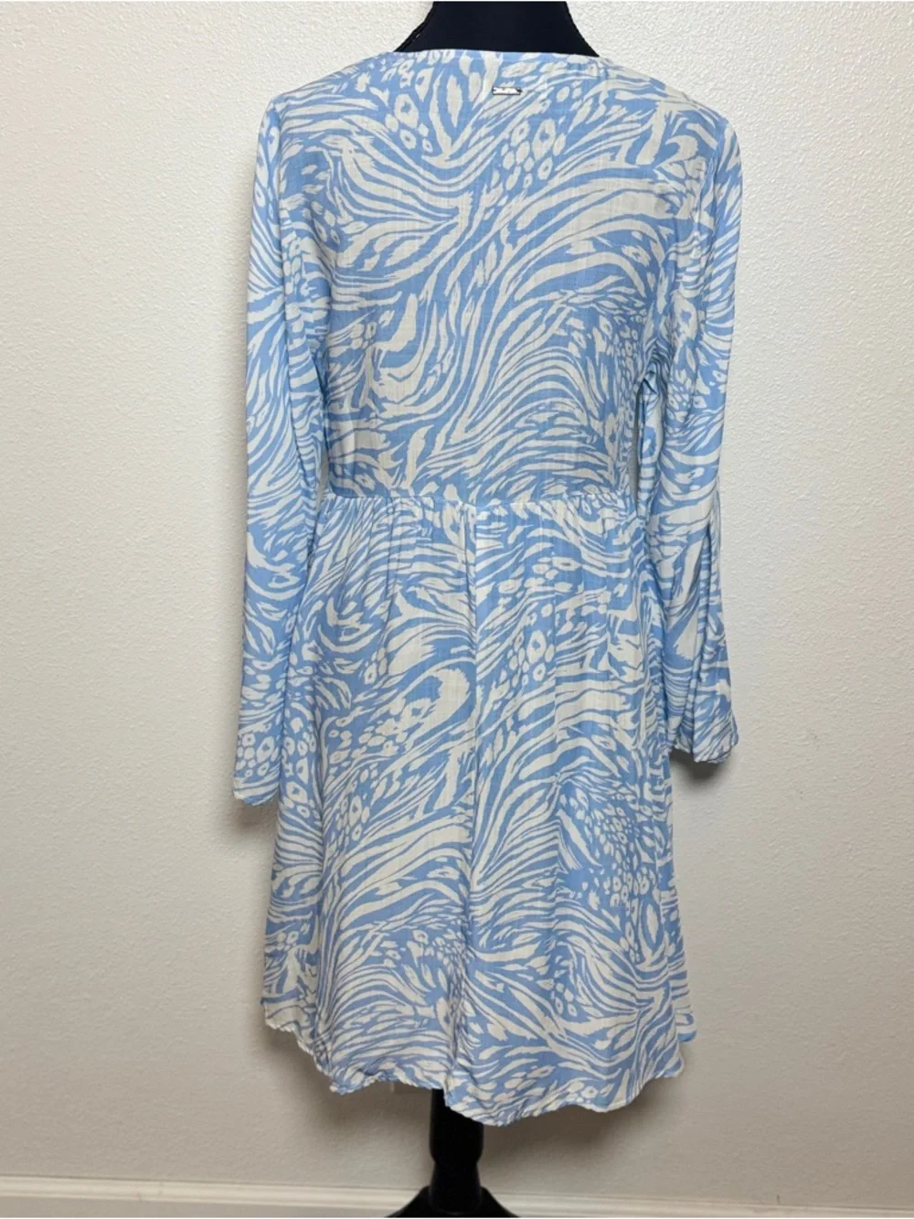 Maaji Helena Mini Dress M Blue White Boho Beach Cover Up Tassel MSRP $98 - Picture 4 of 8
